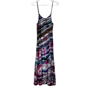 Rails Maxi Dress Womens Small Geode Tie Dye Alison Dress Sundress Handmade Brown